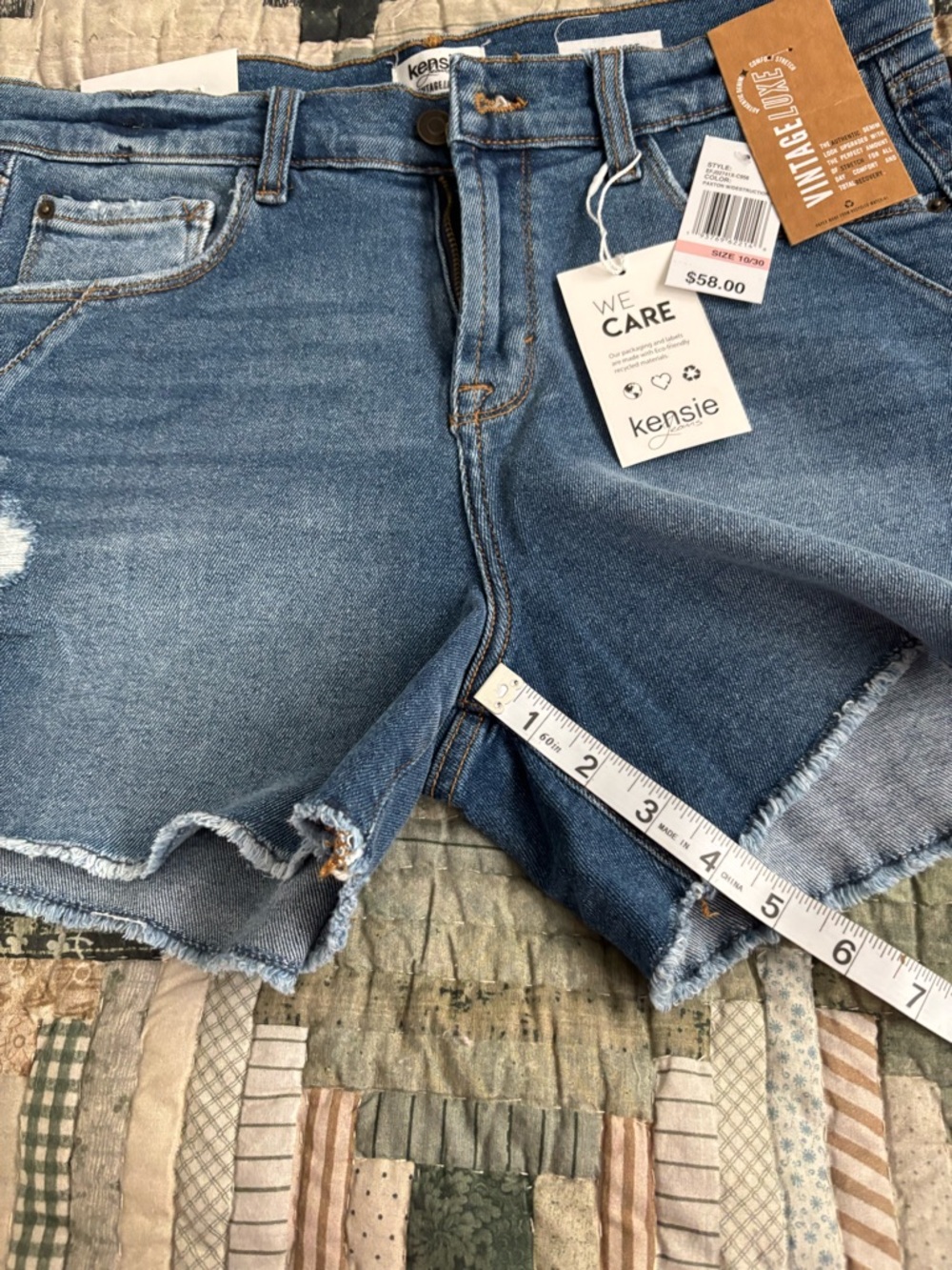Kensie Blue Distressed Denim Cutoff Shorts Color: Paxton w/Destruction 10/30 NWT